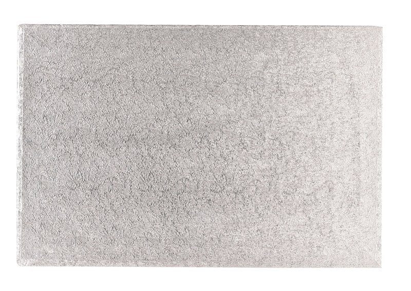 18'' x 12'' (457 x 304mm) Cake Drum Oblong Silver Fern - Bakeworld.ie