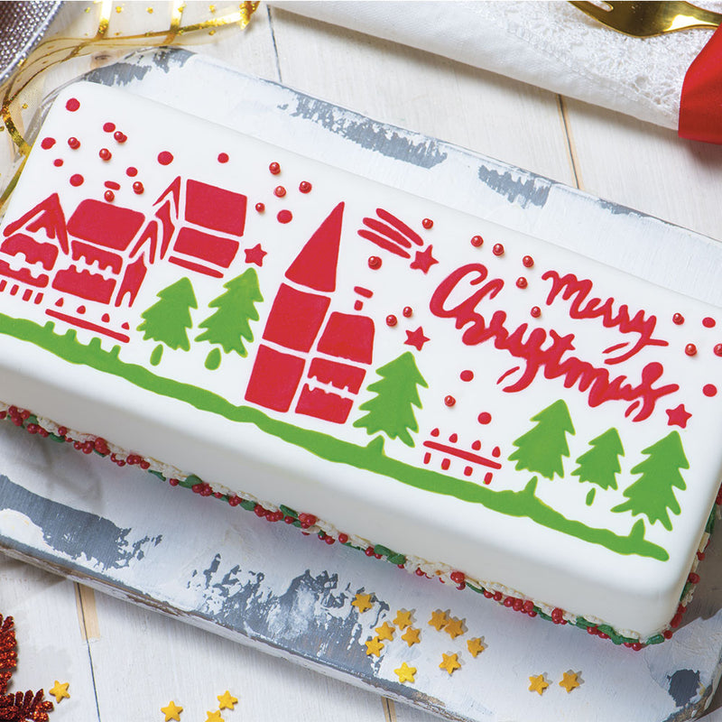 Stencil Christmas landscape
