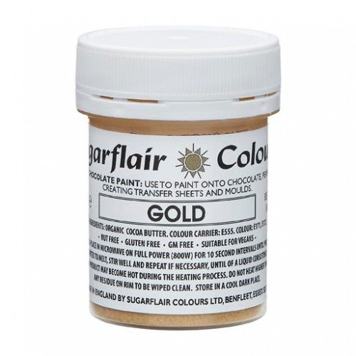 Sugarflair Chocolate Colouring Titanium Free Paint Gold 35g