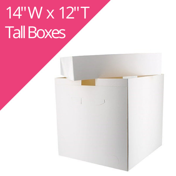 White Tall Cake Box Top Window - (14 X 14 X 12'')