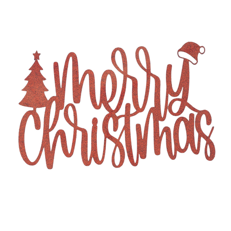 Cake Topper - Merry Christmas - Red & Green
