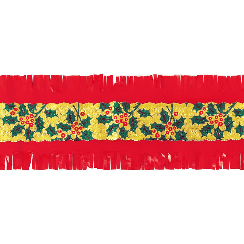 Red / Gold Holly Cake Frill - 64mm X 7.3m