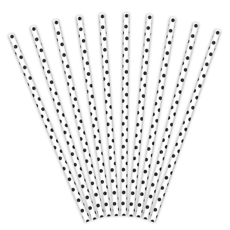 PartyDeco Paper Straws White pk/10