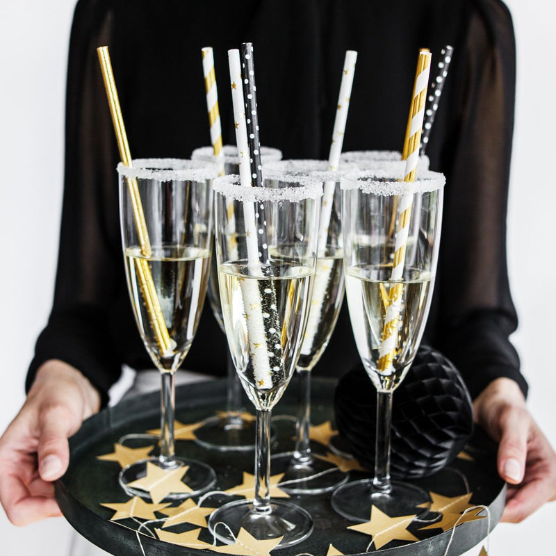 PartyDeco Paper Straws White pk/10