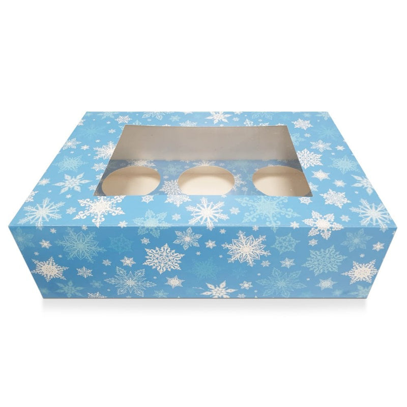 Blue Snowflake 6 Satin Cupcake Box