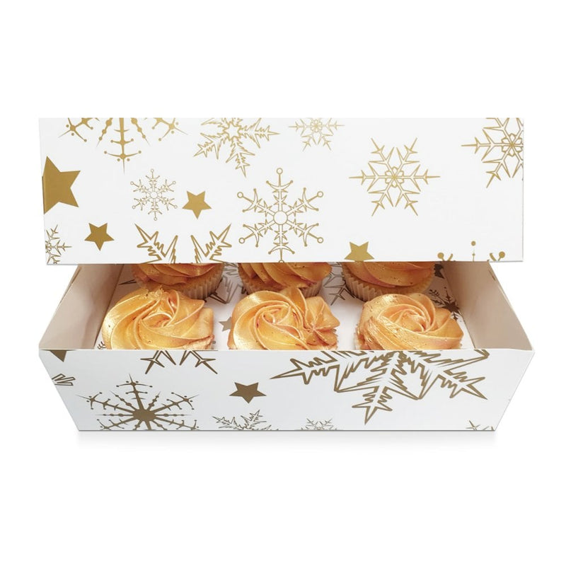 6 Gold Stars Satin Cupcake Box