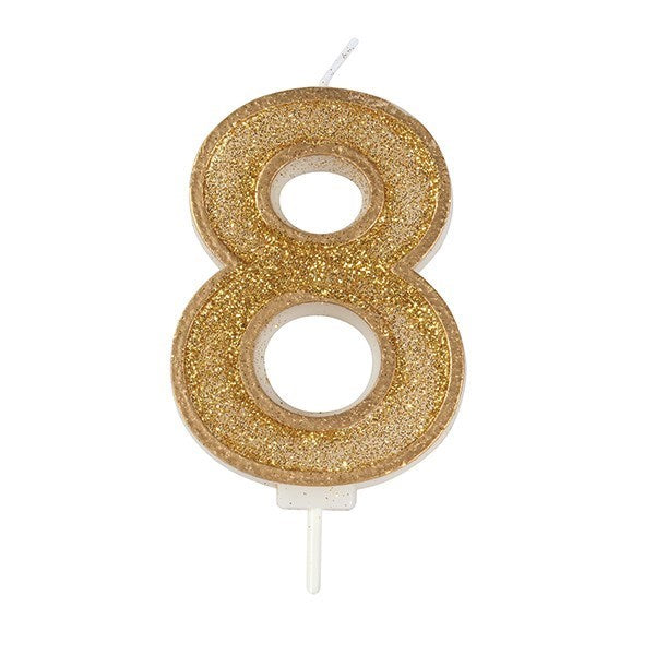 Gold Sparkle Number Candles 0-9