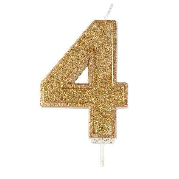 Gold Sparkle Number Candles 0-9