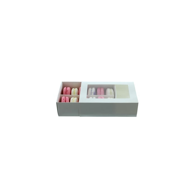 12 Luxury Satin White Macaron Box With Sleeve