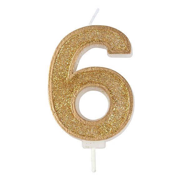 Gold Sparkle Number Candles 0-9