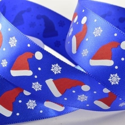 25mm Blue Satin Santa Hat 5 Mtr